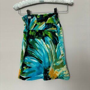 Vintage Y2K Cleo blue and green floral mini stretchy swim skirt